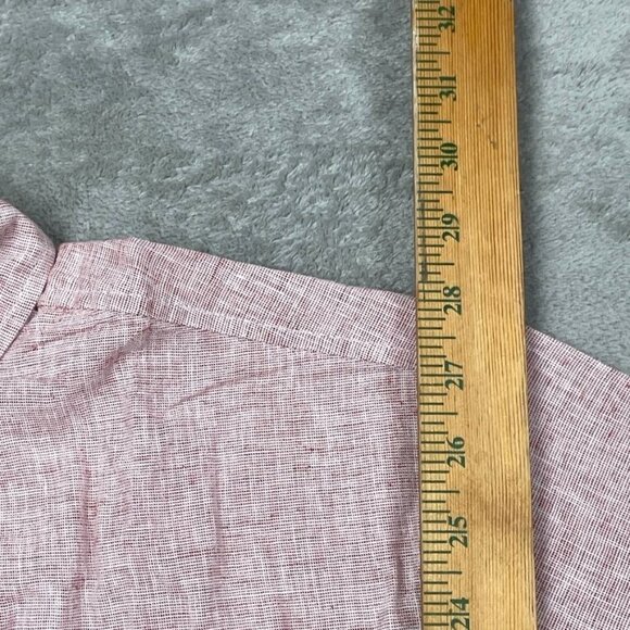 Weatherproof Vintage Mens XXL Pink Washable Linen Short Sleeve Shirt a0405 - Picture 6 of 10